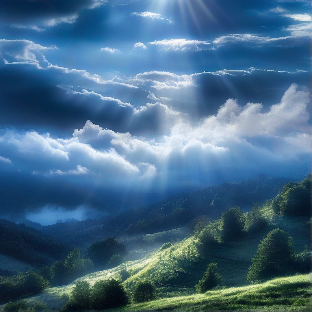 Sunbeams Over Green Hills