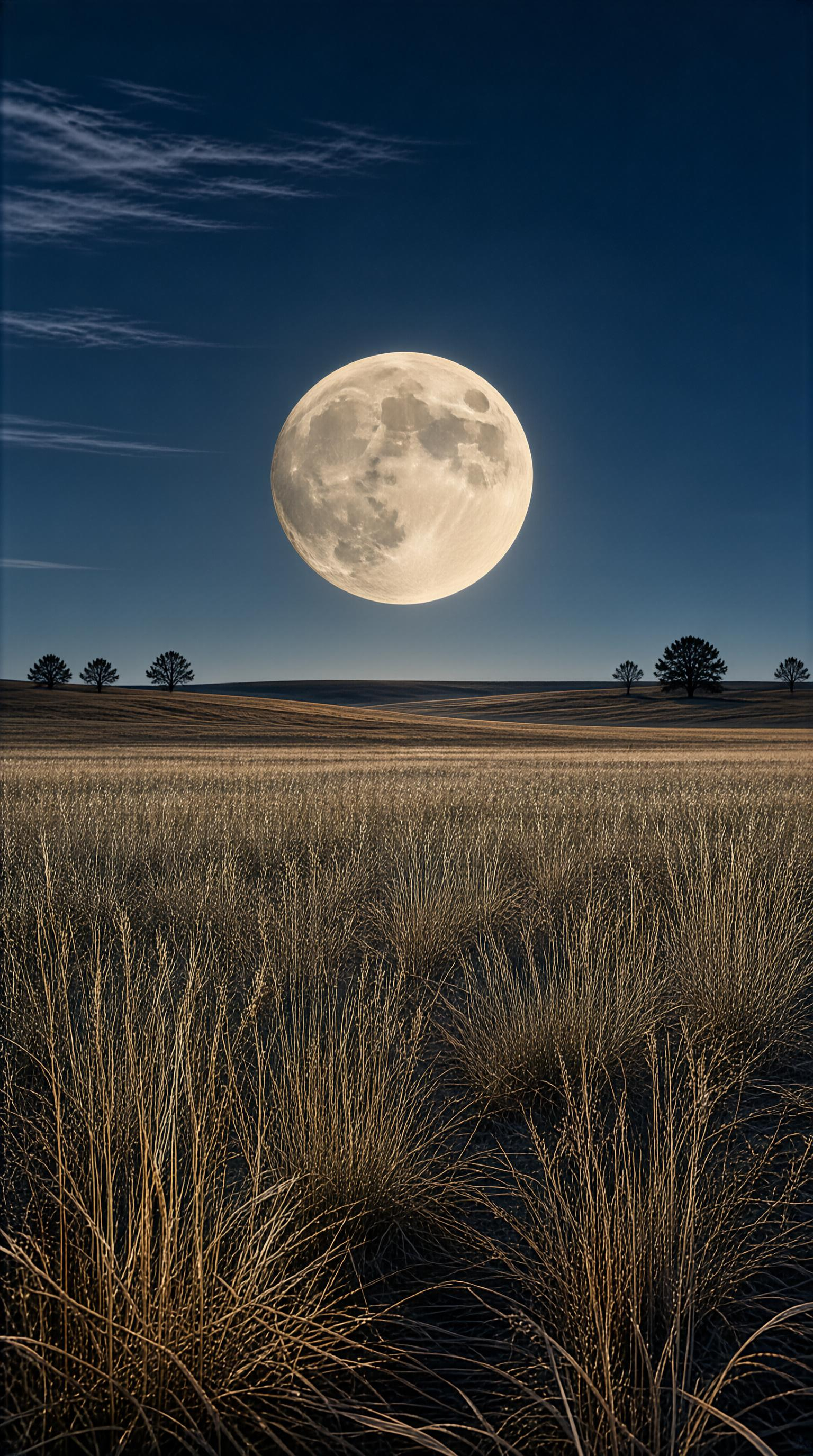 Full Moon Over Golden Field