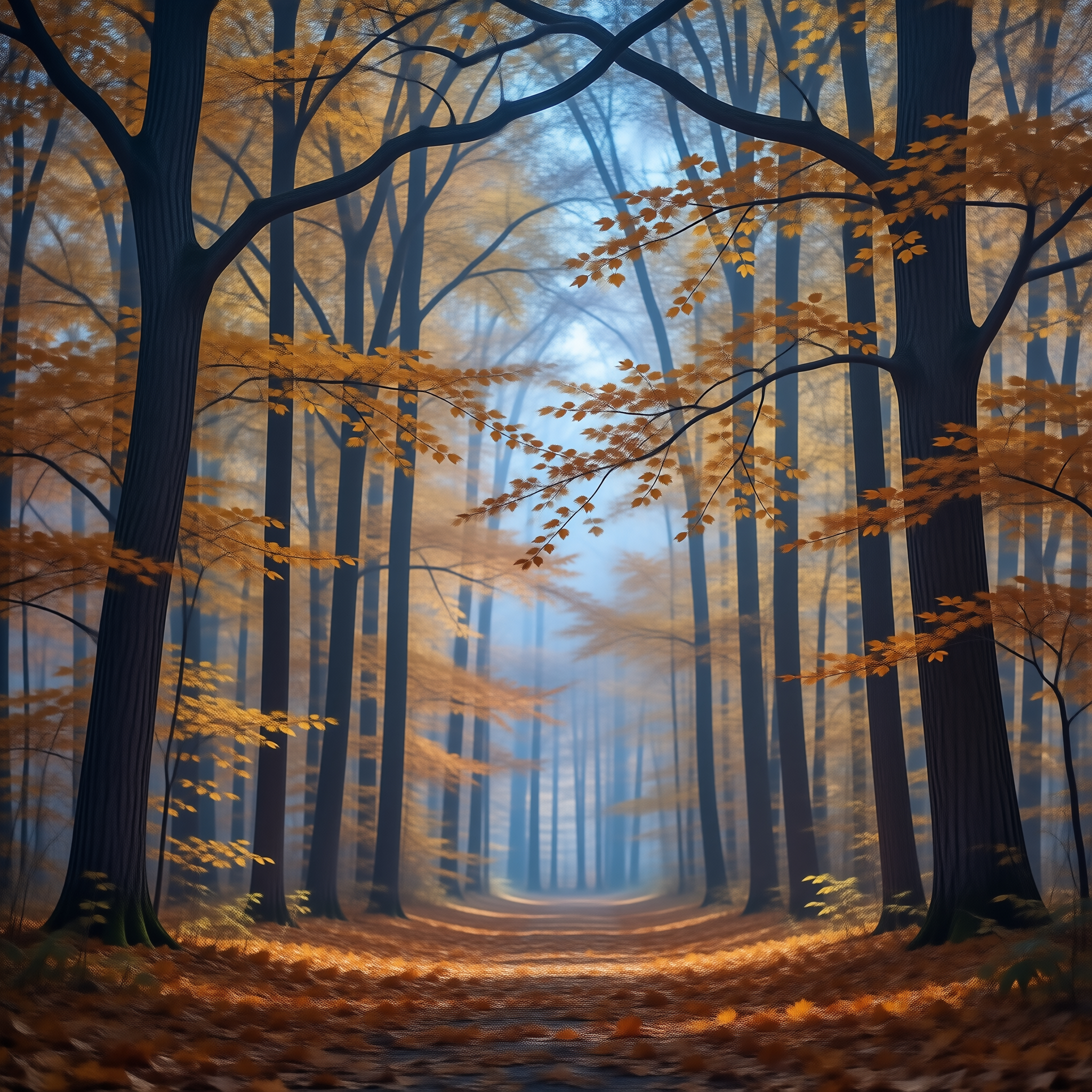 Misty Autumn Forest Path