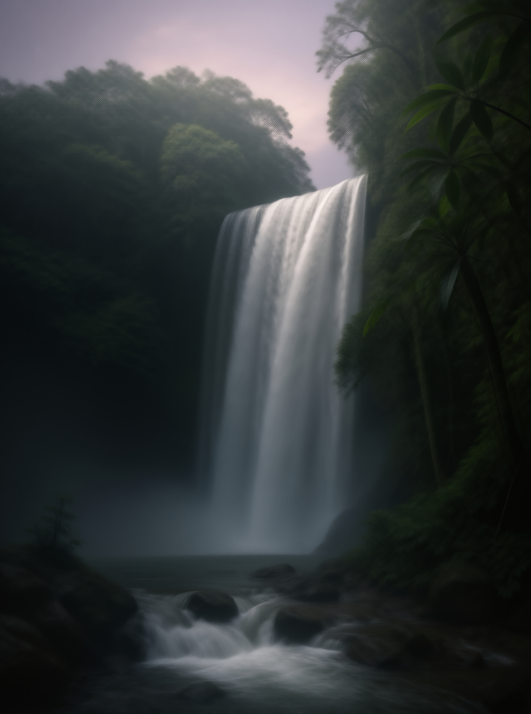 Misty Jungle Waterfall
