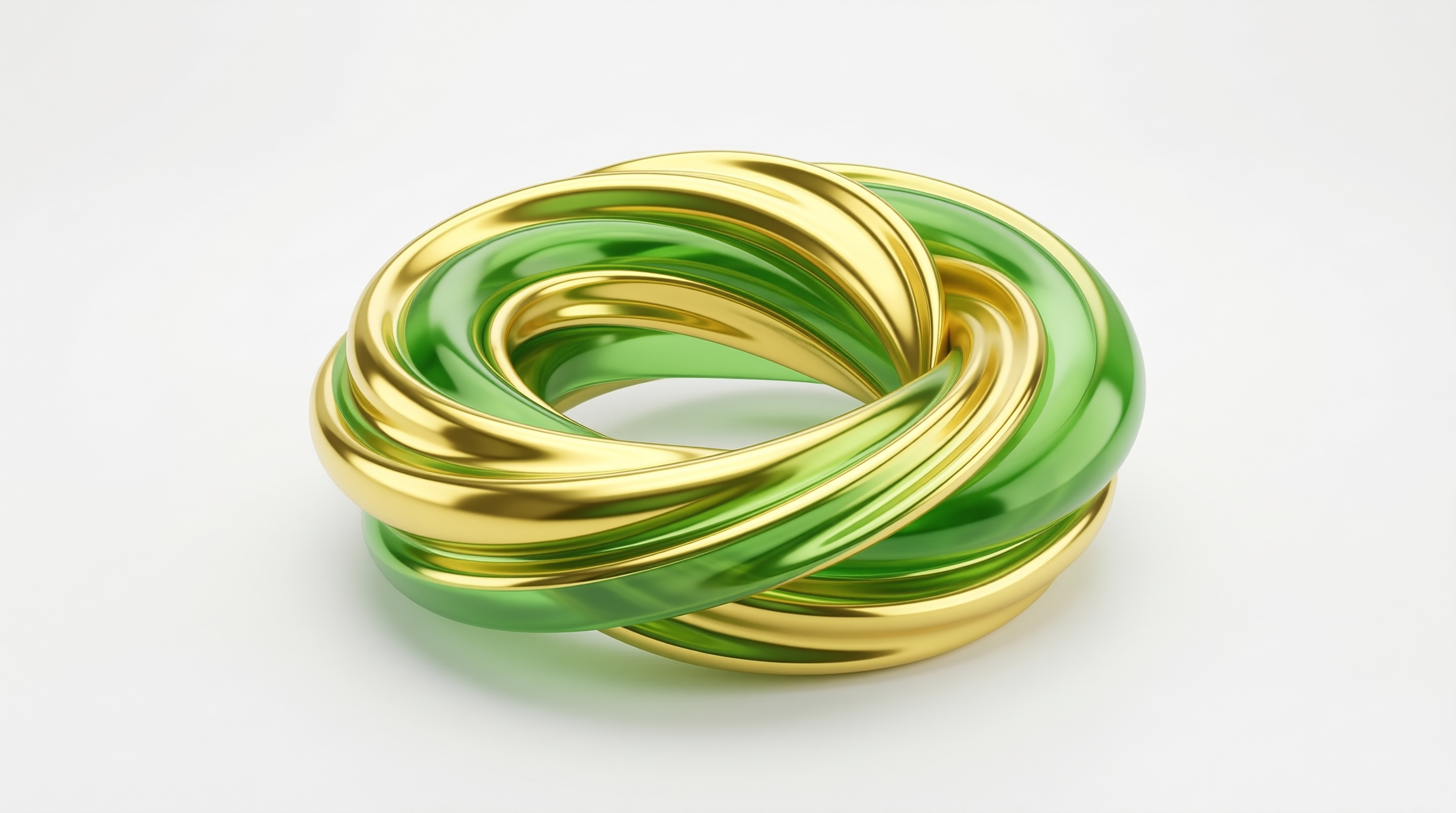 Abstract 3D Gold Green Knot