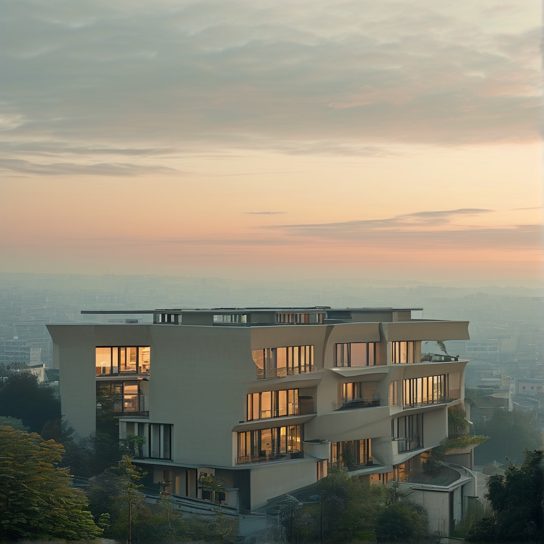 Modern Building at Sunset