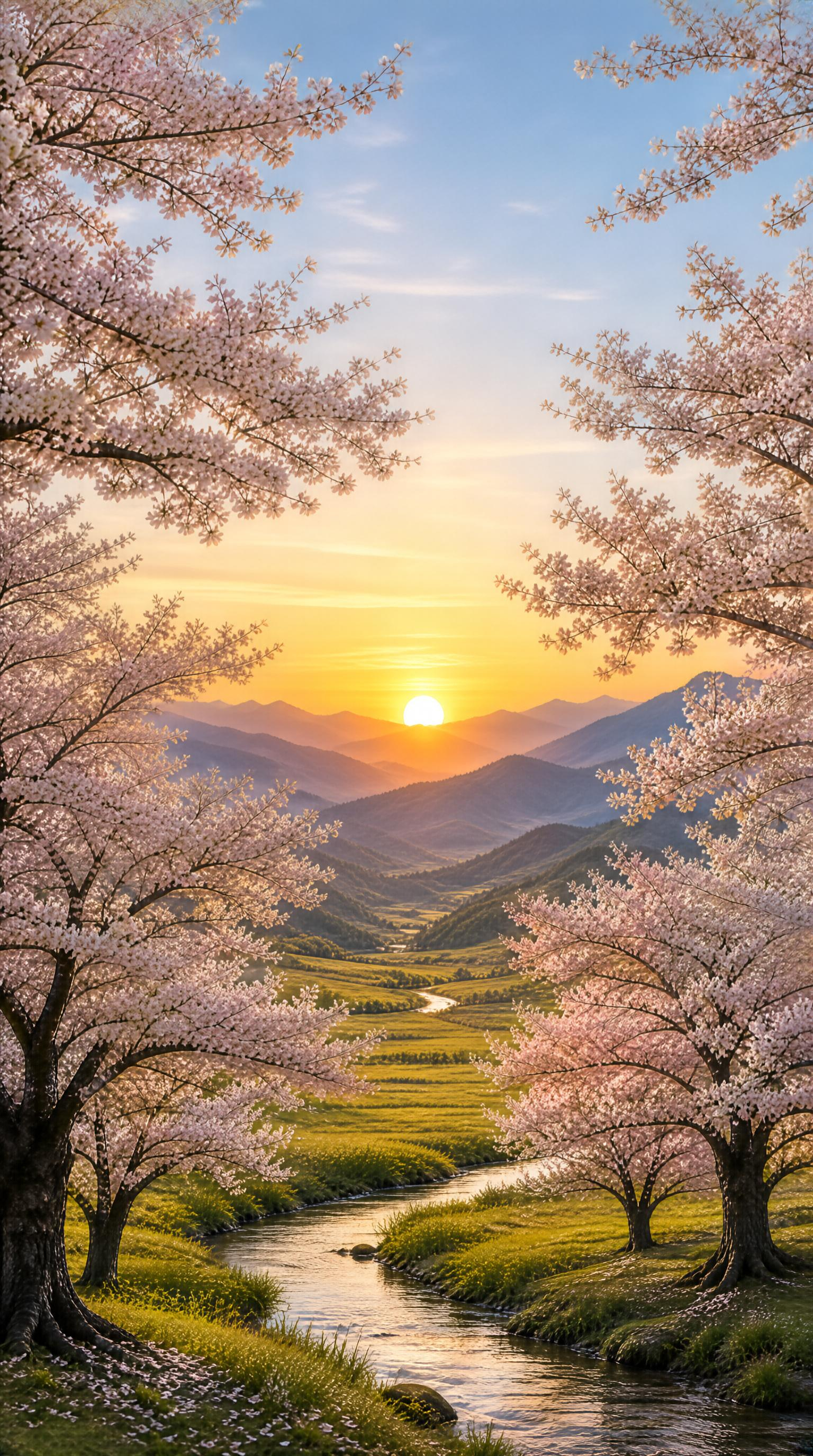Cherry Blossoms at Sunset