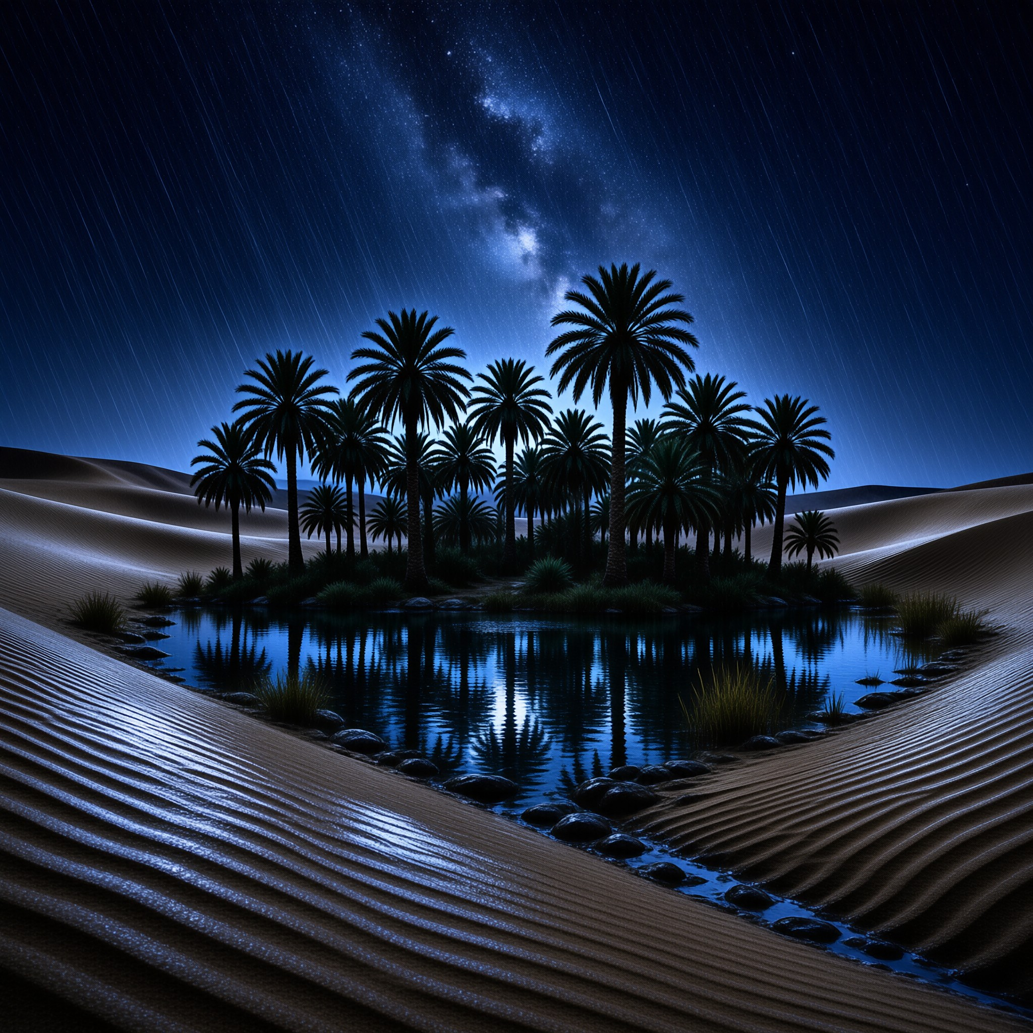Starry Night Desert Oasis
