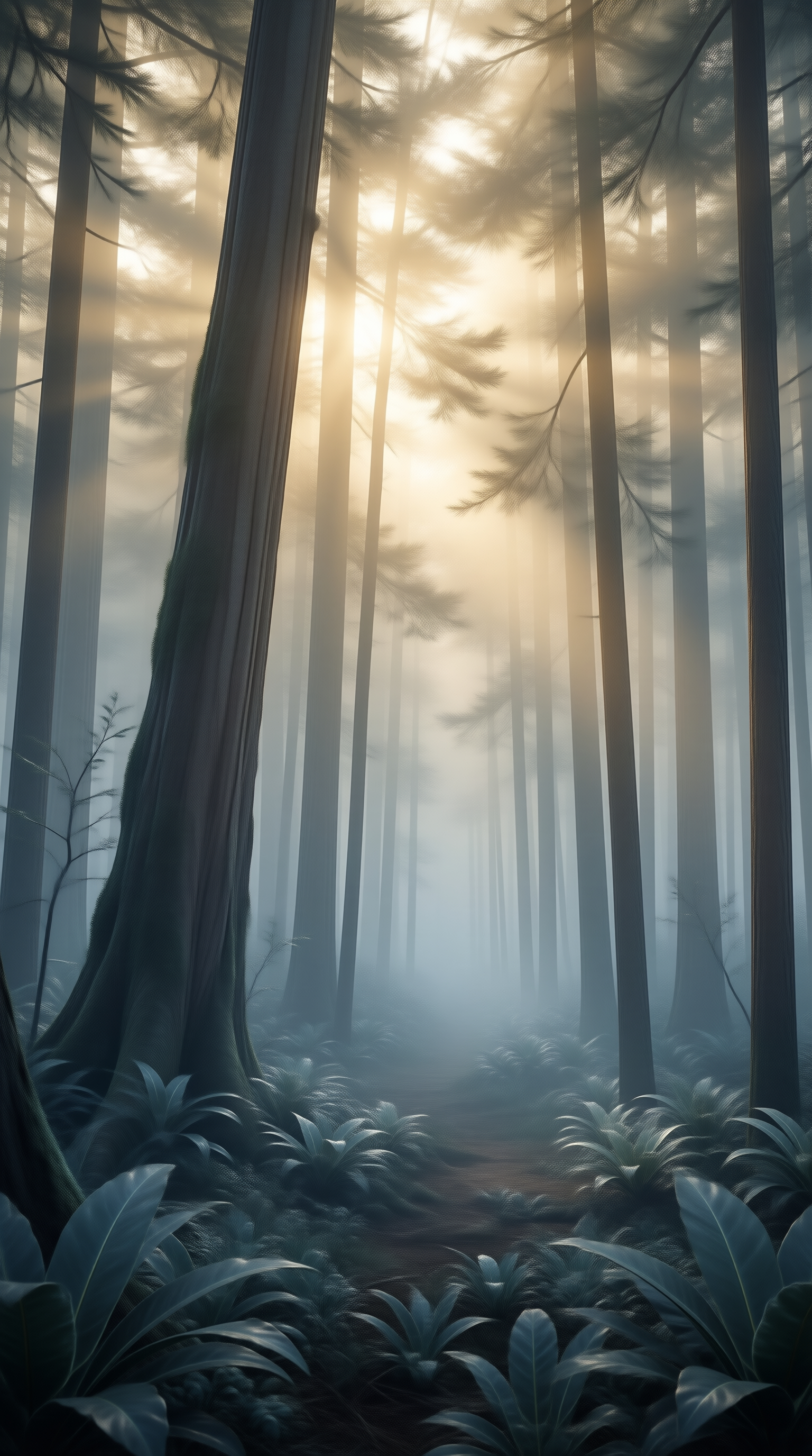 Misty Forest Sunbeams