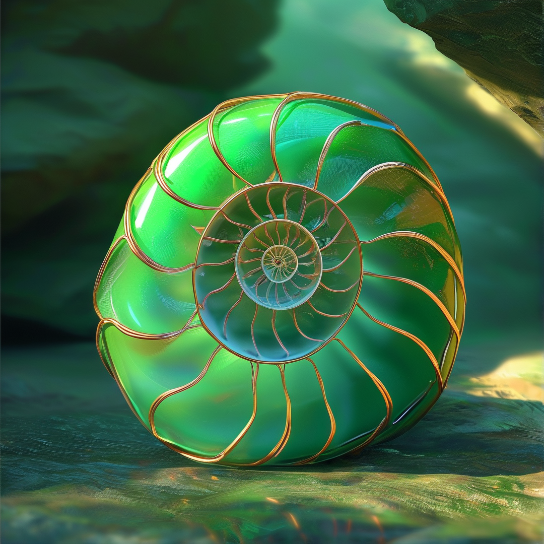 Glossy Green Spiral Shell