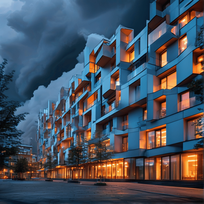 Modern Building at Dusk