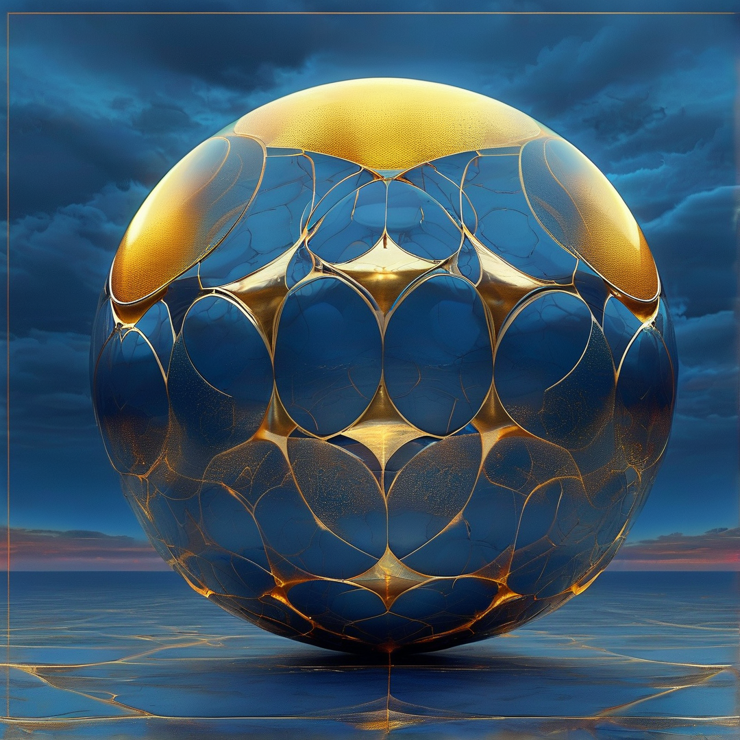 Surreal Gold and Blue Sphere
