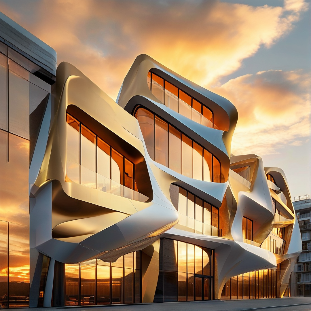 Curved Building at Sunset
