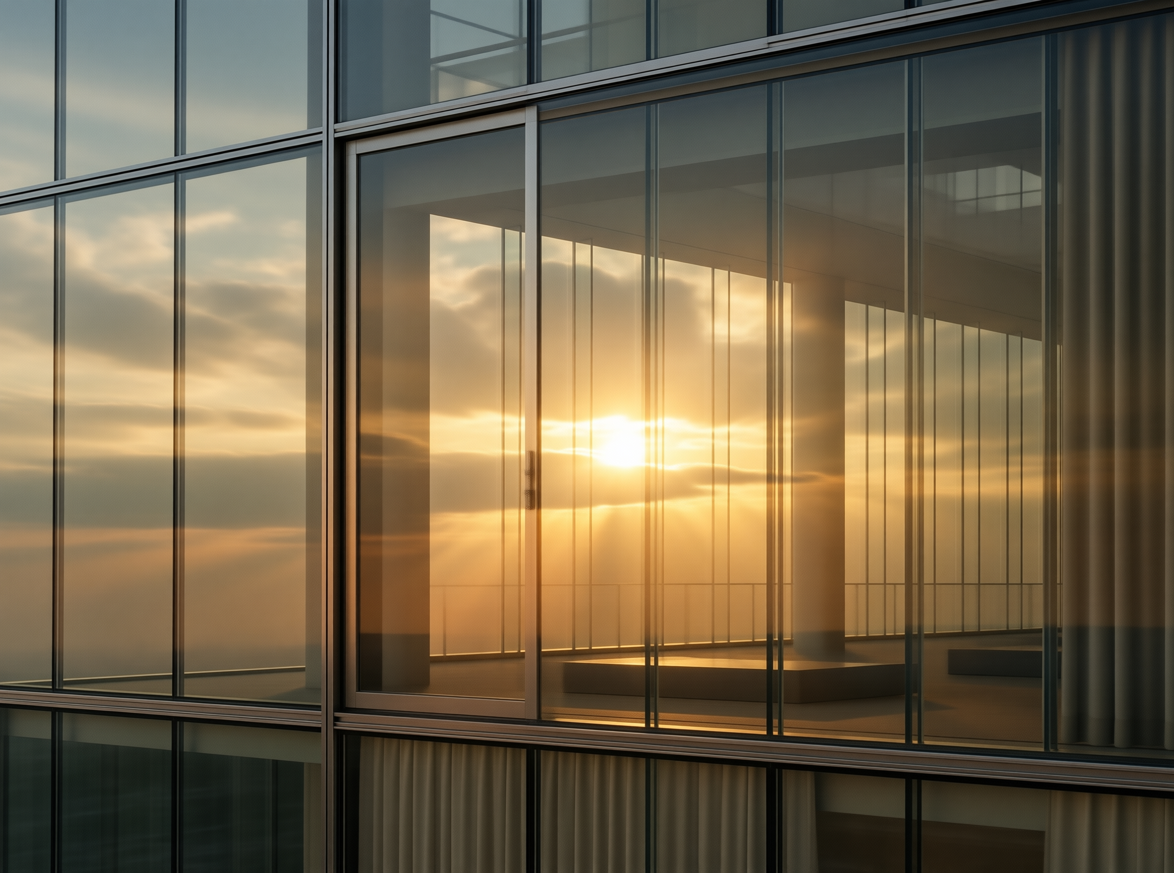 Golden Hour Glass Facade