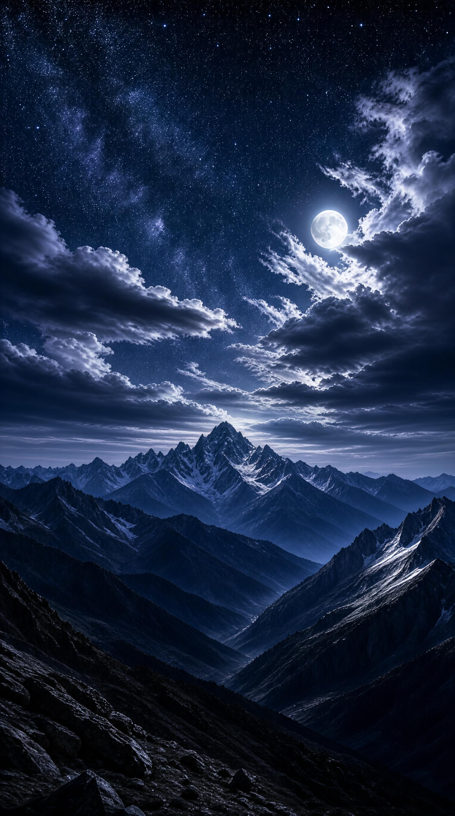 Moonlit Mountain Night