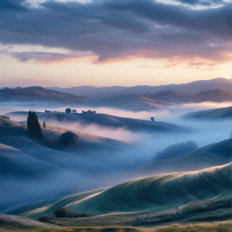 Misty Hills at Sunrise