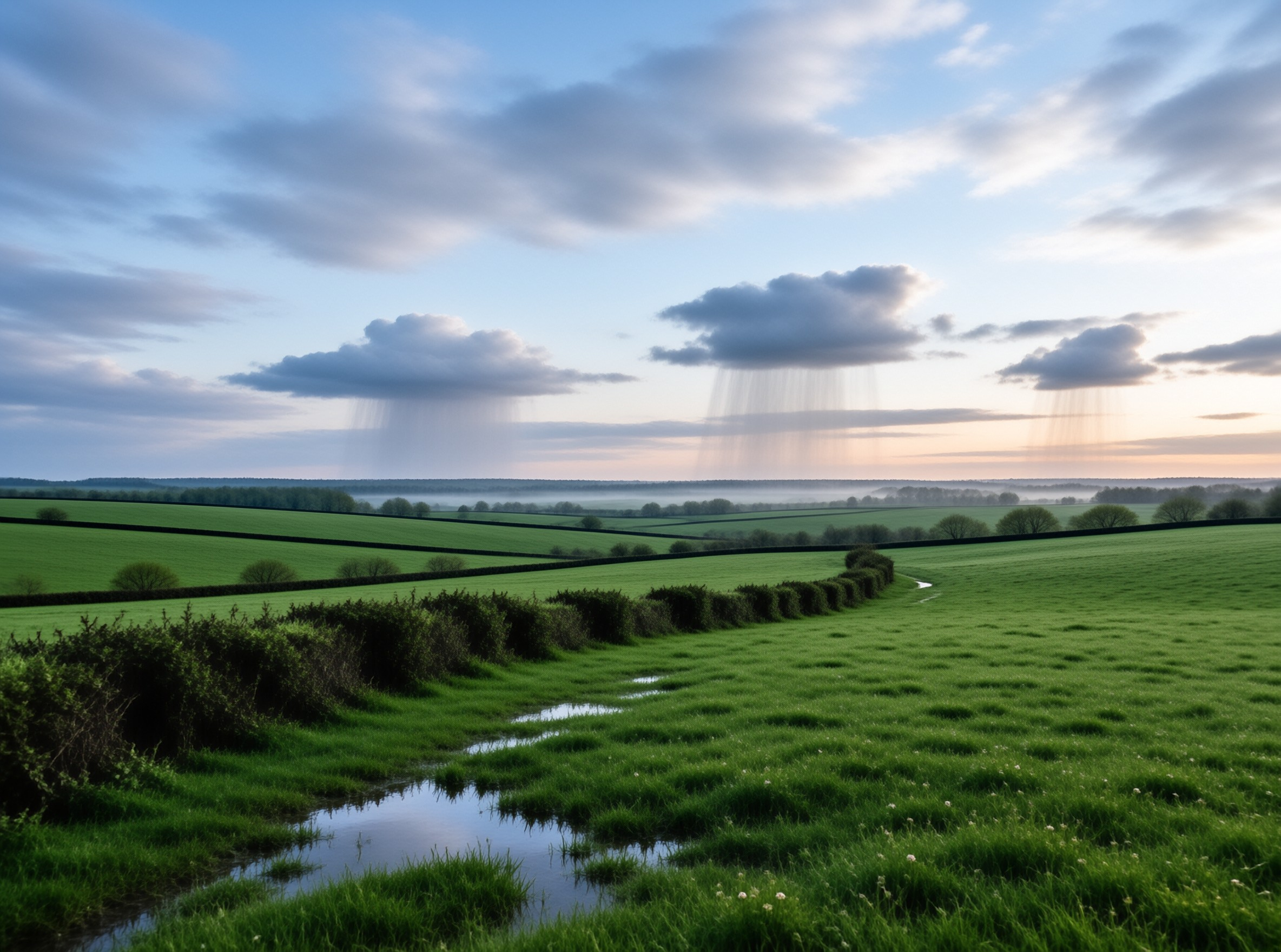 Green Fields with Rain