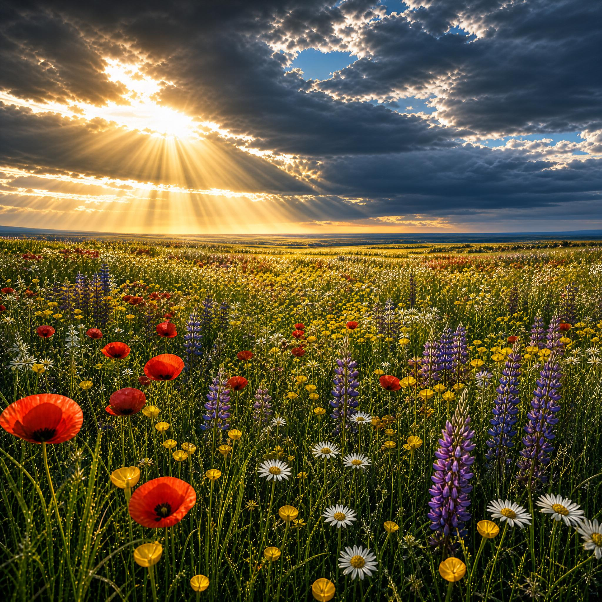 Sunlit Wildflower Meadow