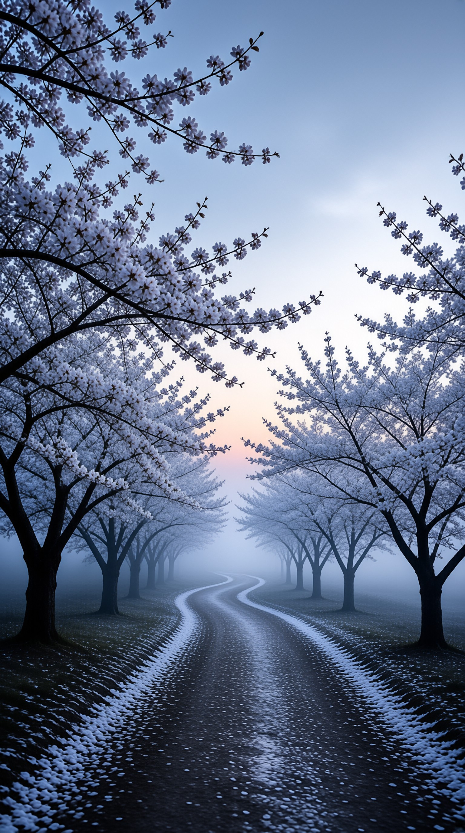 Cherry Blossom Road at Dawn