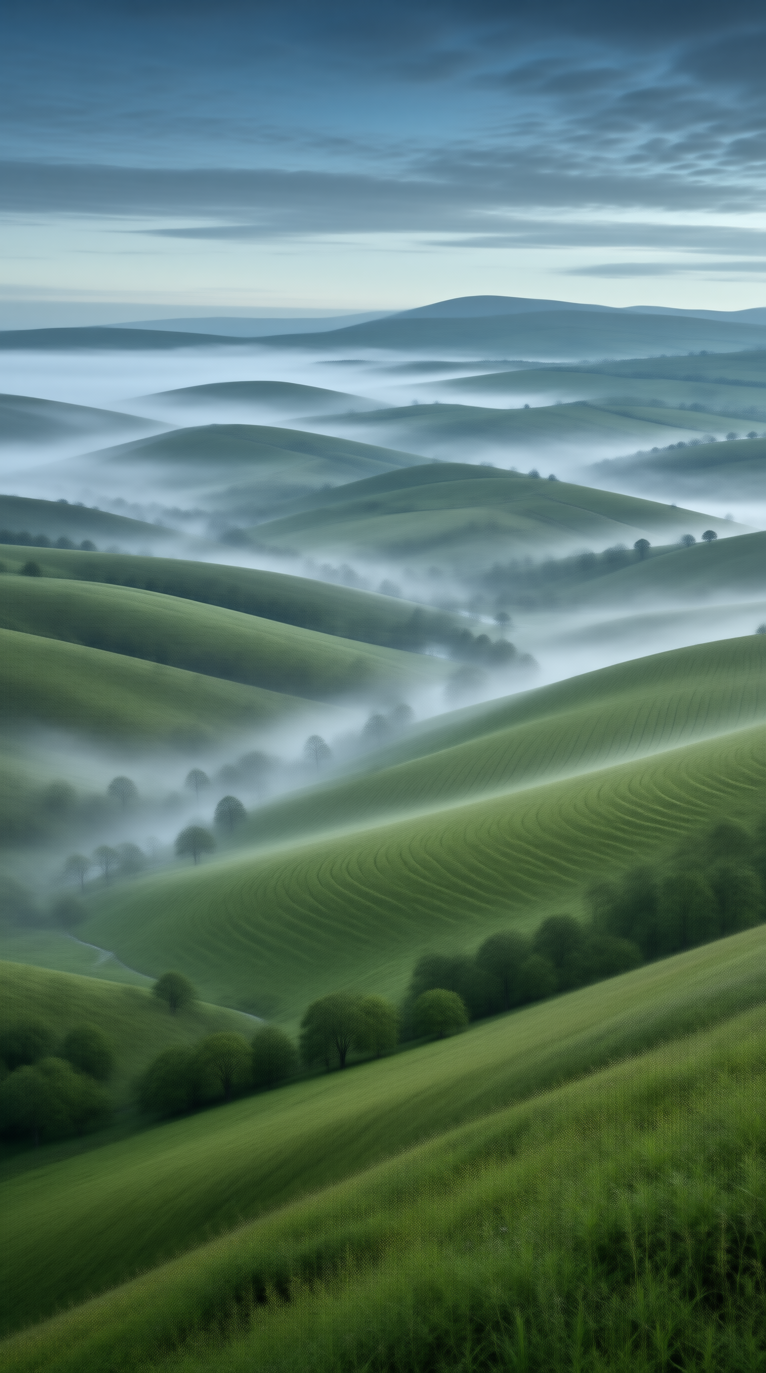 Misty Green Rolling Hills