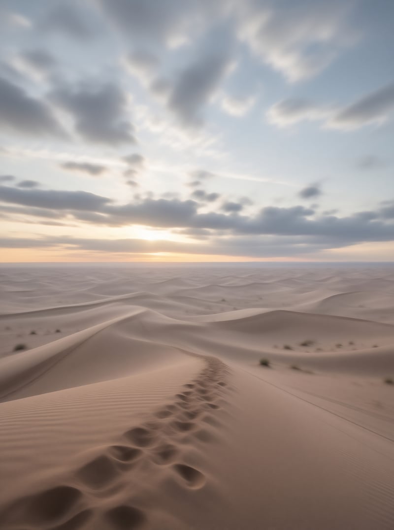 Footprints Across Desert Dunes