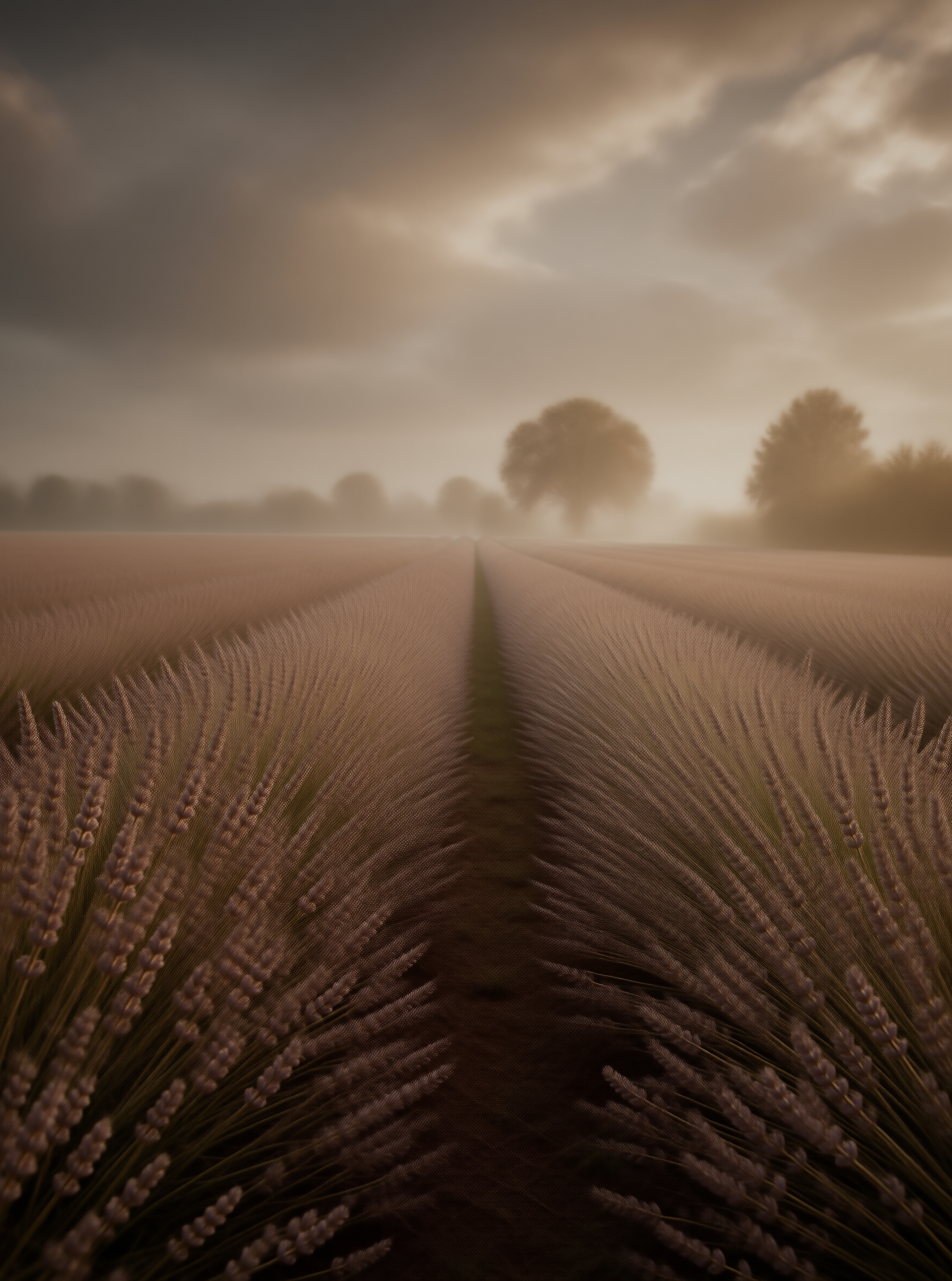 Misty Wheat Field Path