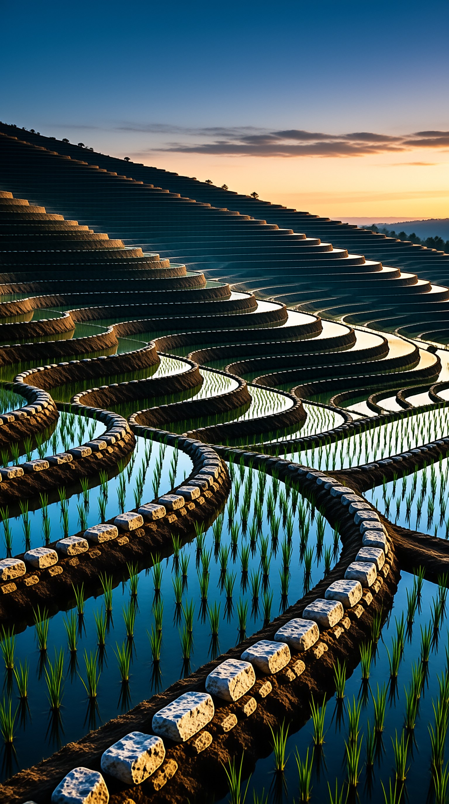 Terraced Rice Paddy Landscape