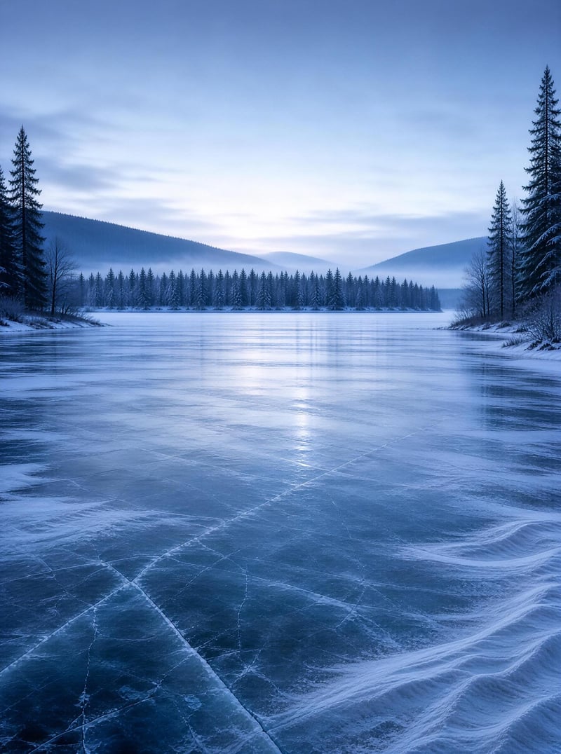 Frozen Lake in Winter
