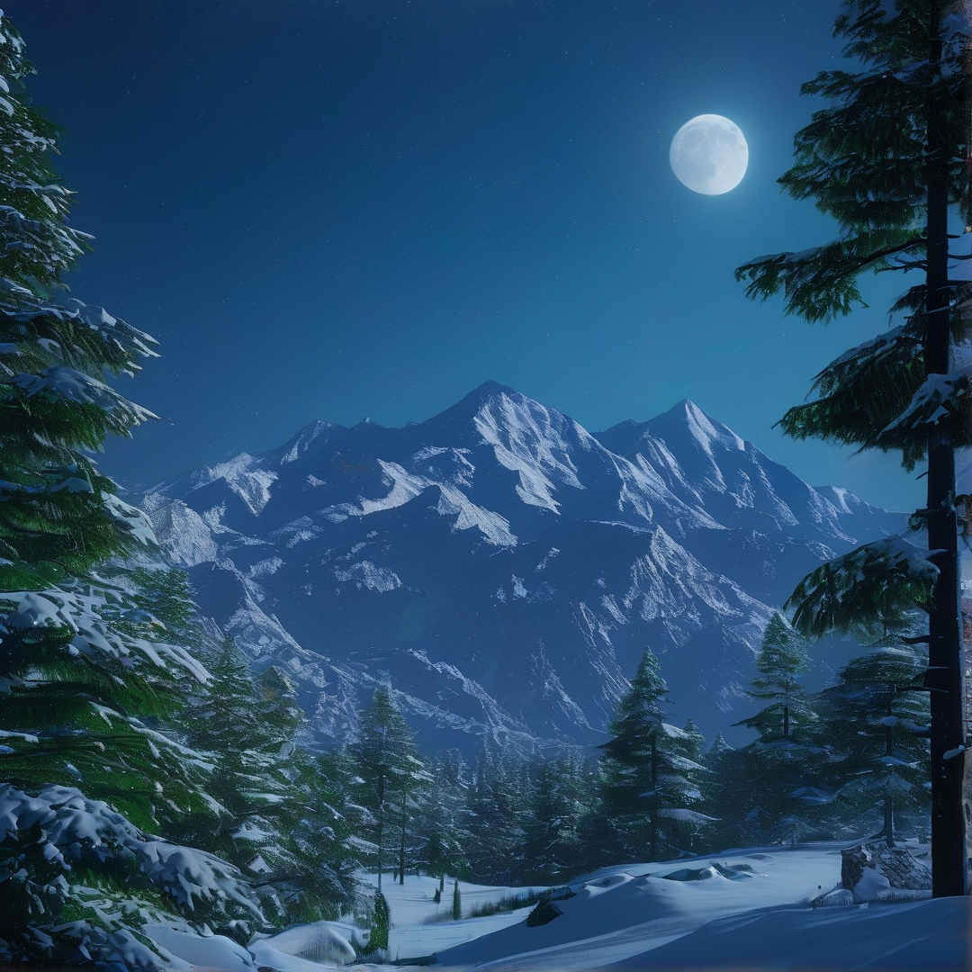 Moonlit Snowy Mountains