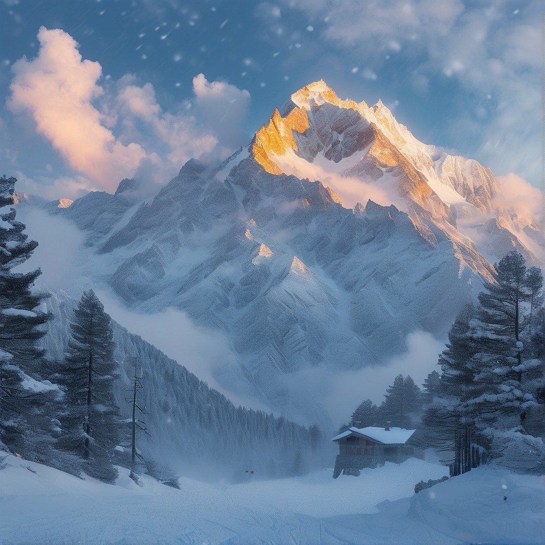 Serene Winter Mountain View