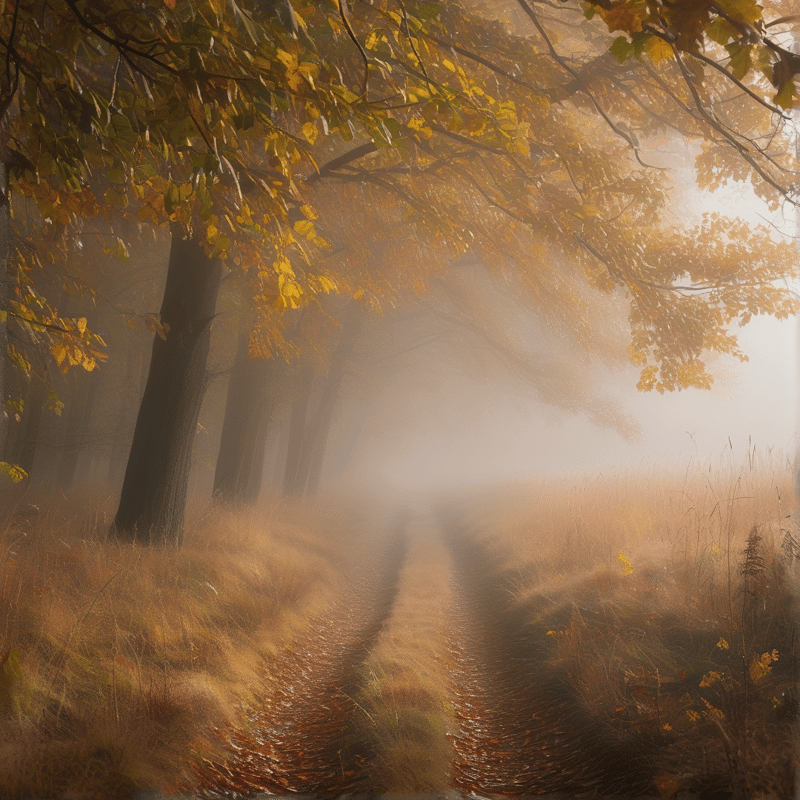 Misty Autumn Forest Path