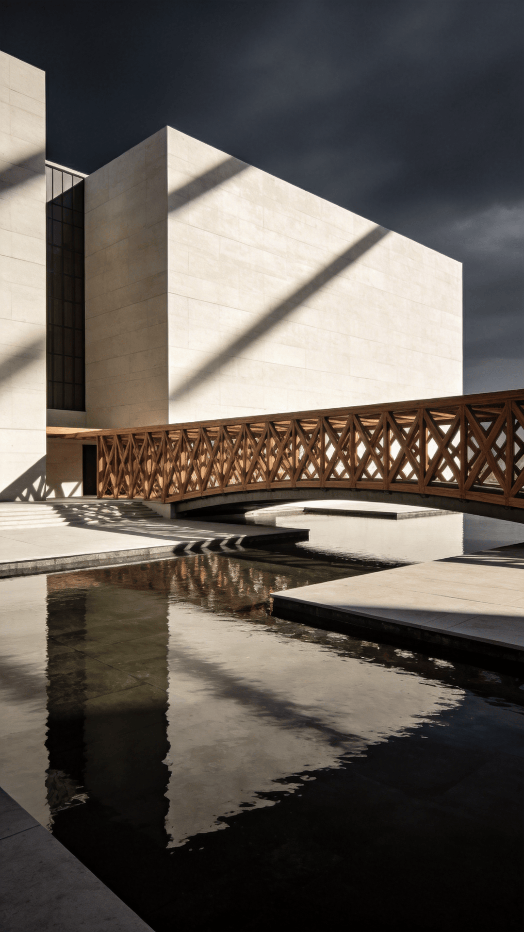 Bridge with Wooden Lattice — Reflecting Pool