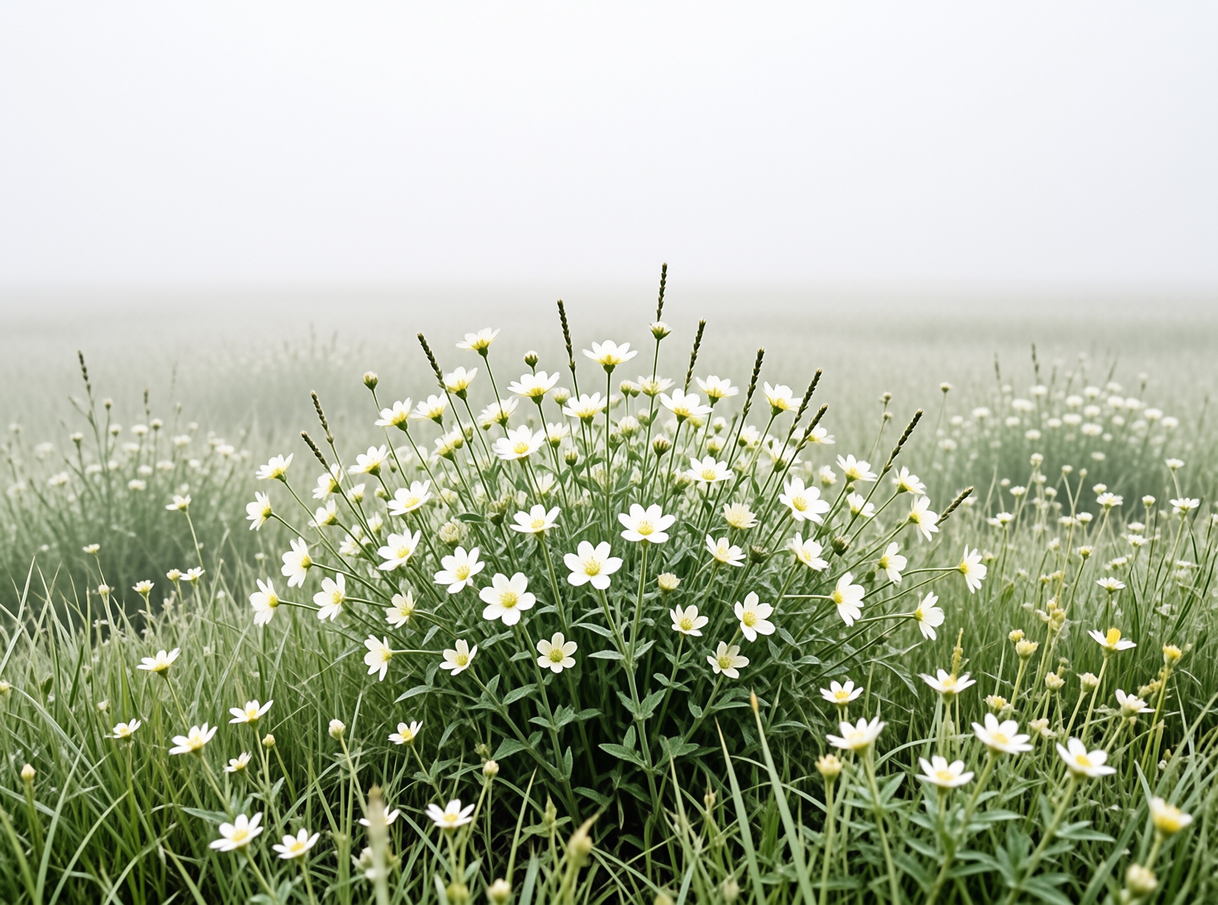 White Wildflowers in Mist