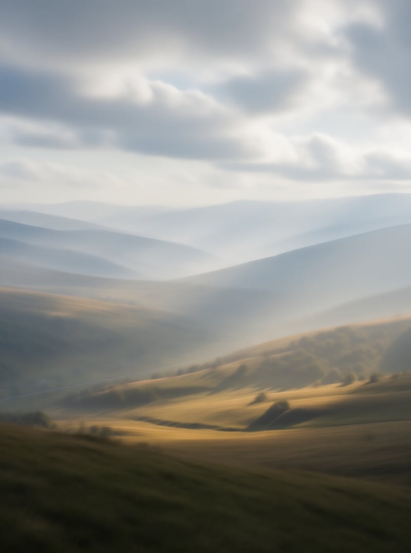 Misty Rolling Hills Landscape