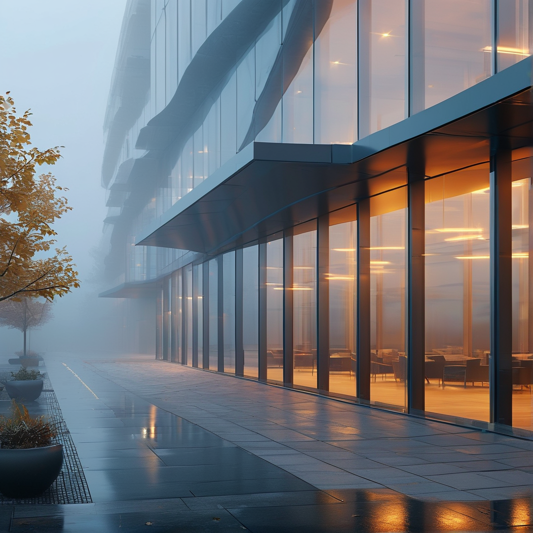 Foggy Modern Glass Building