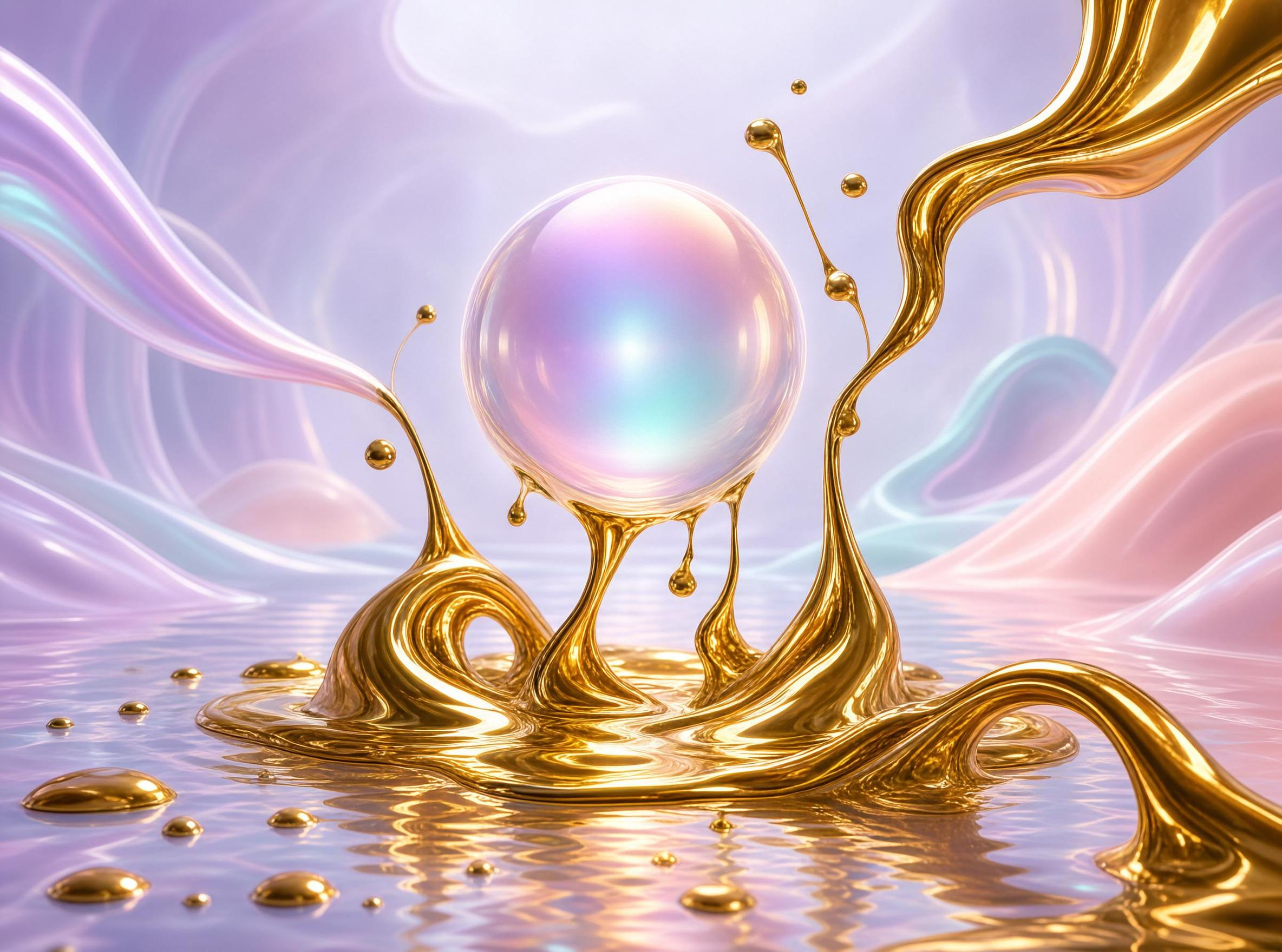 Iridescent Sphere in Gold