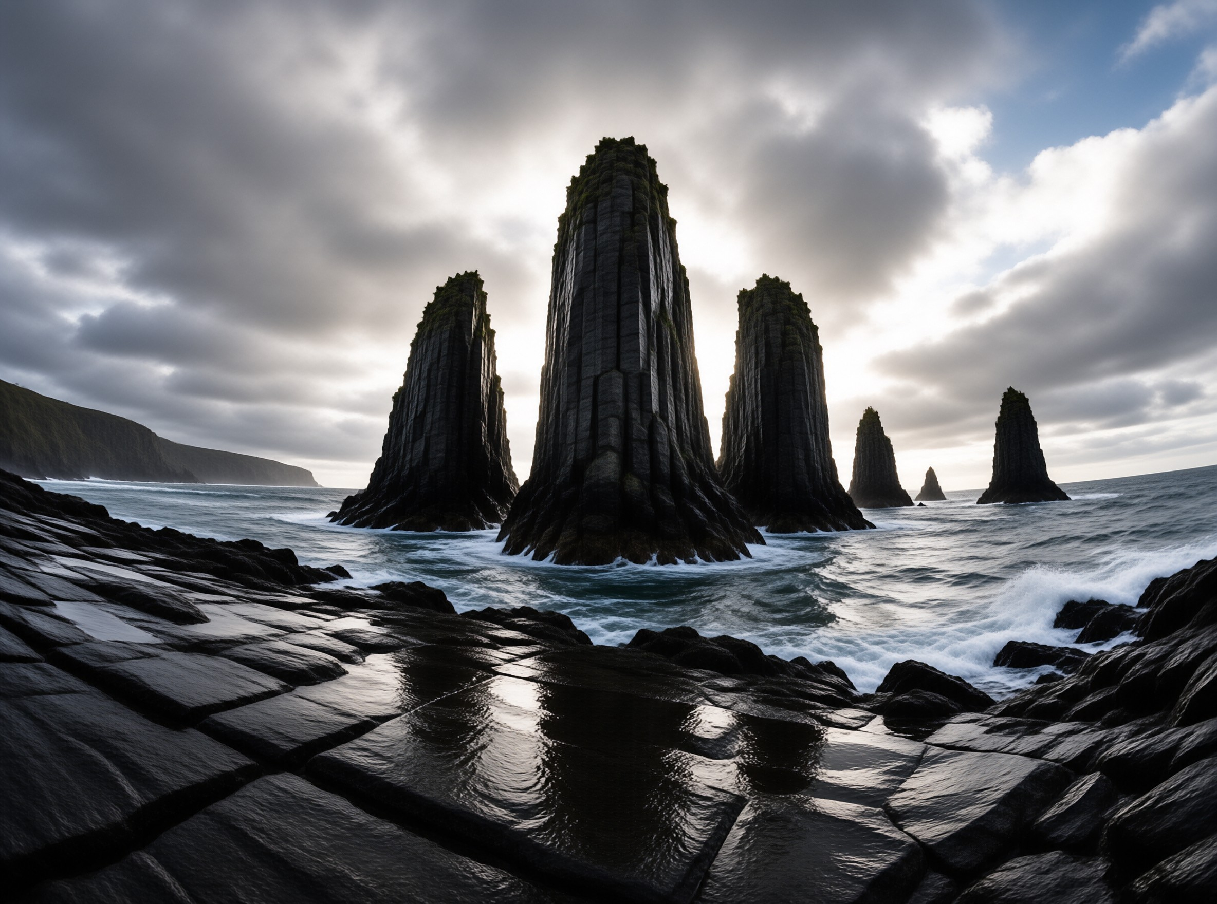 Dramatic Basalt Sea Stacks