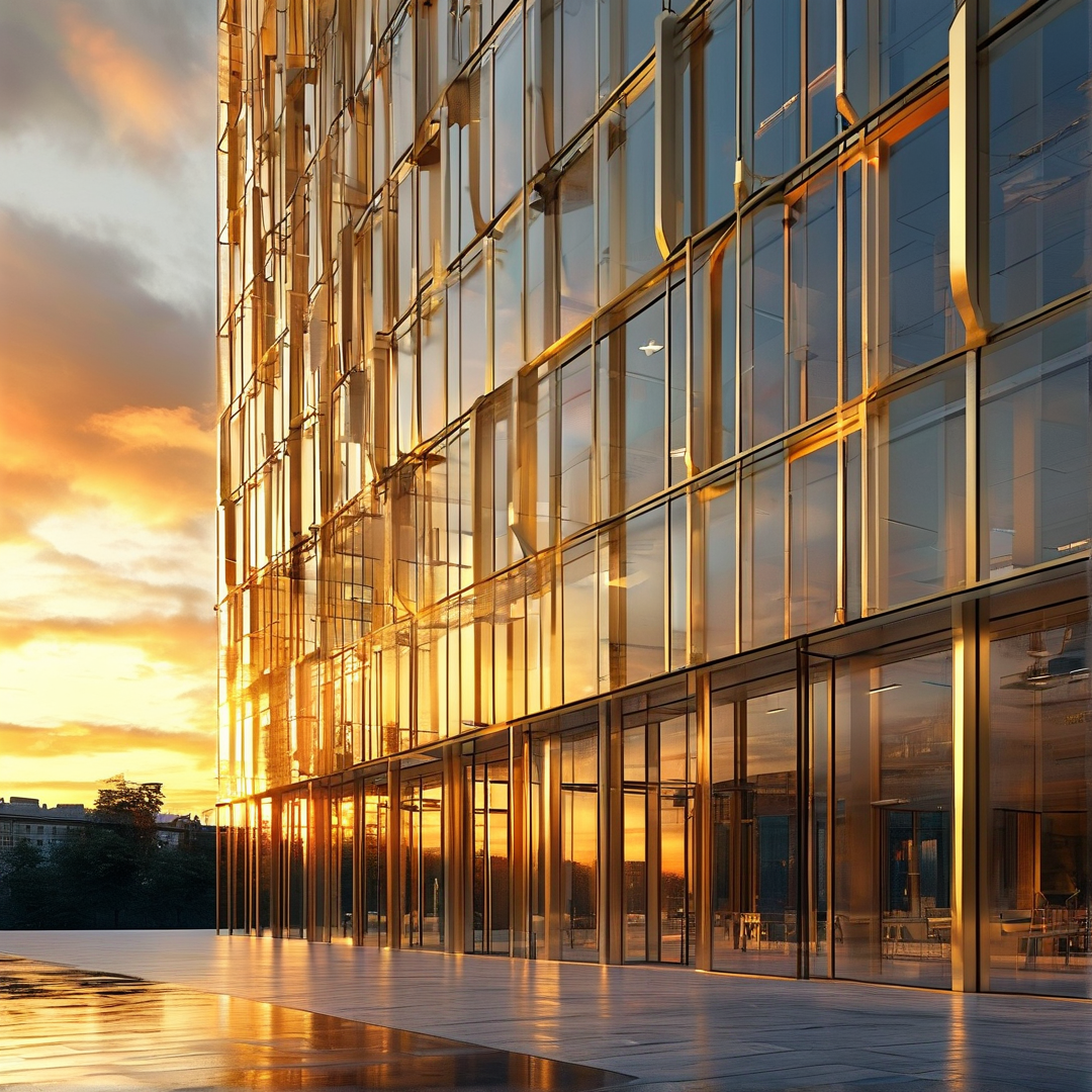 Glass Tower in Golden Light