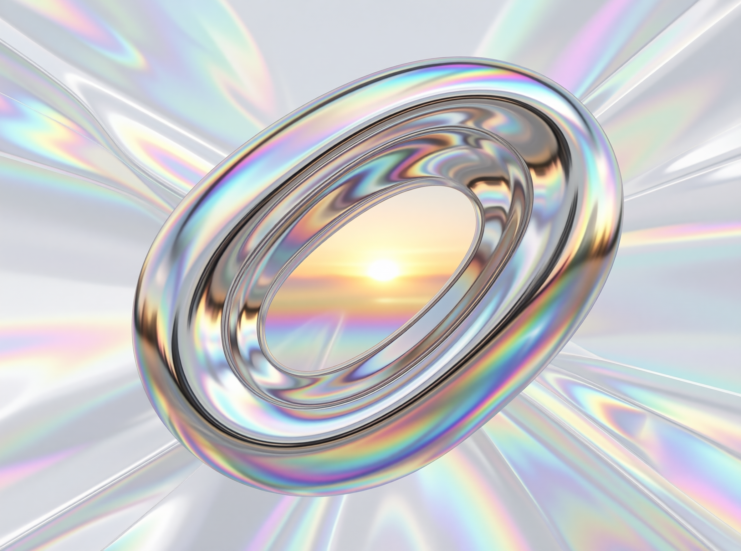 Iridescent Ring with Sunset View