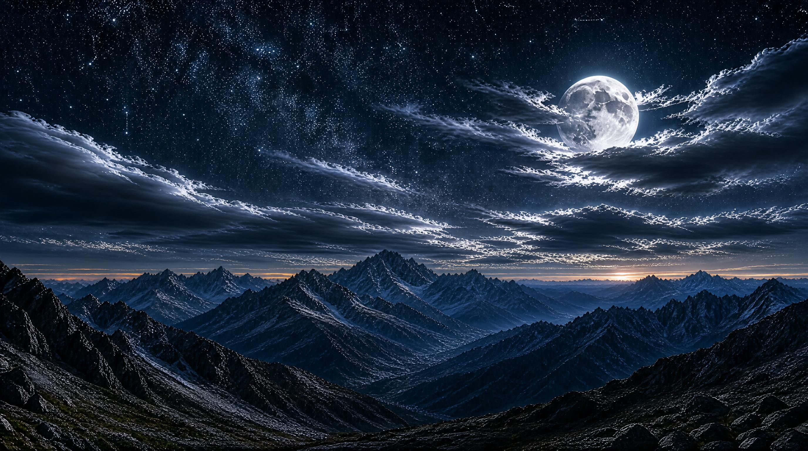 Moonlit Mountain Night