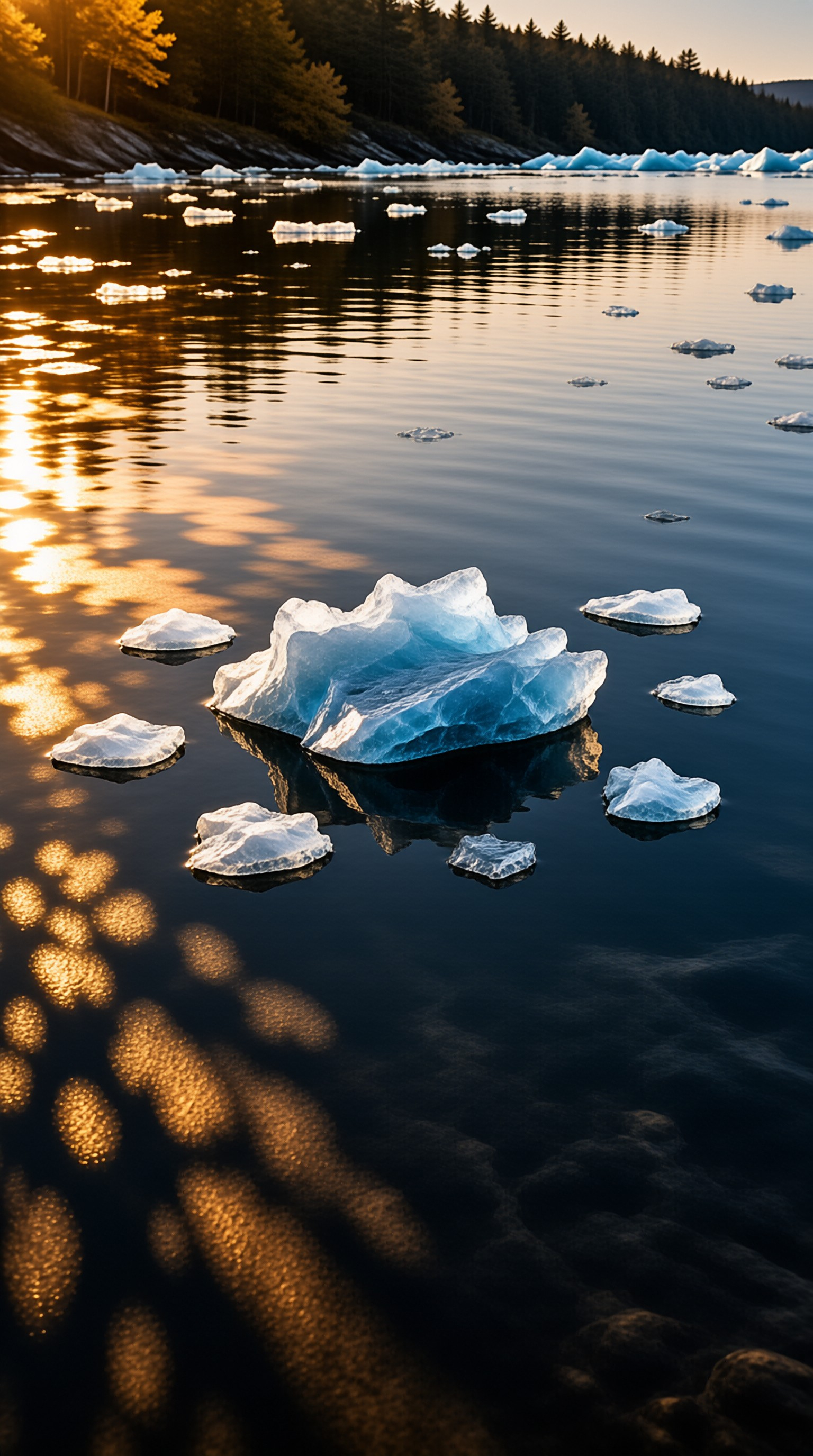 Floating Ice at Dusk