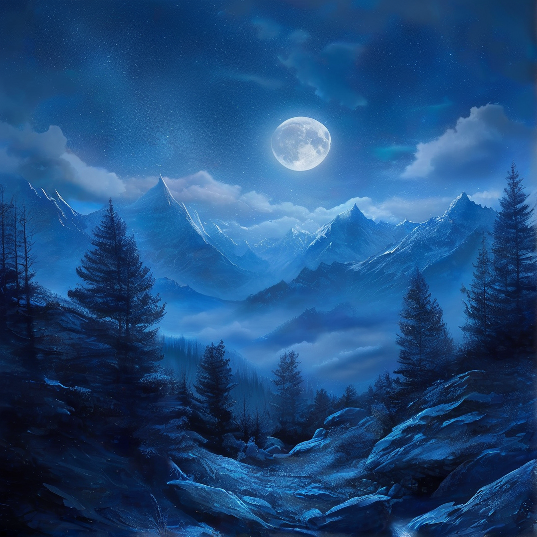 Moonlit Mountain Landscape