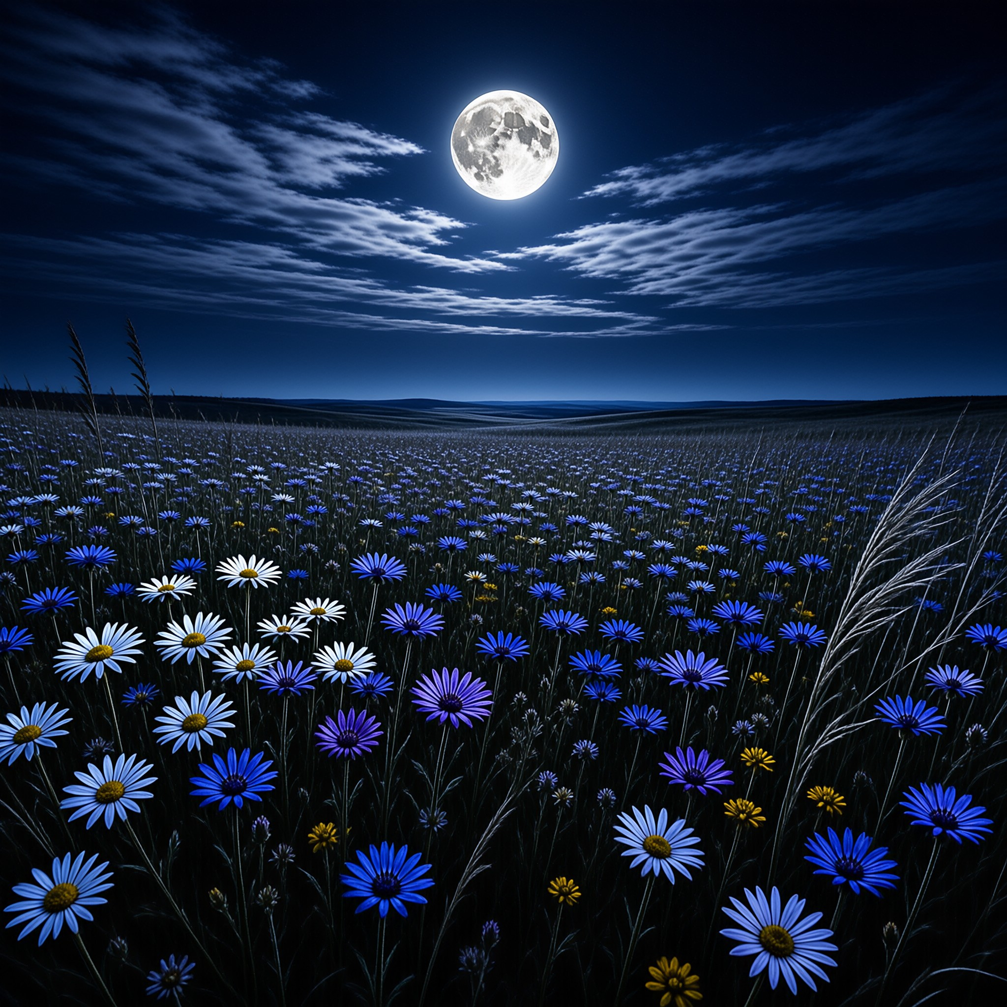 Moonlit Flower Field