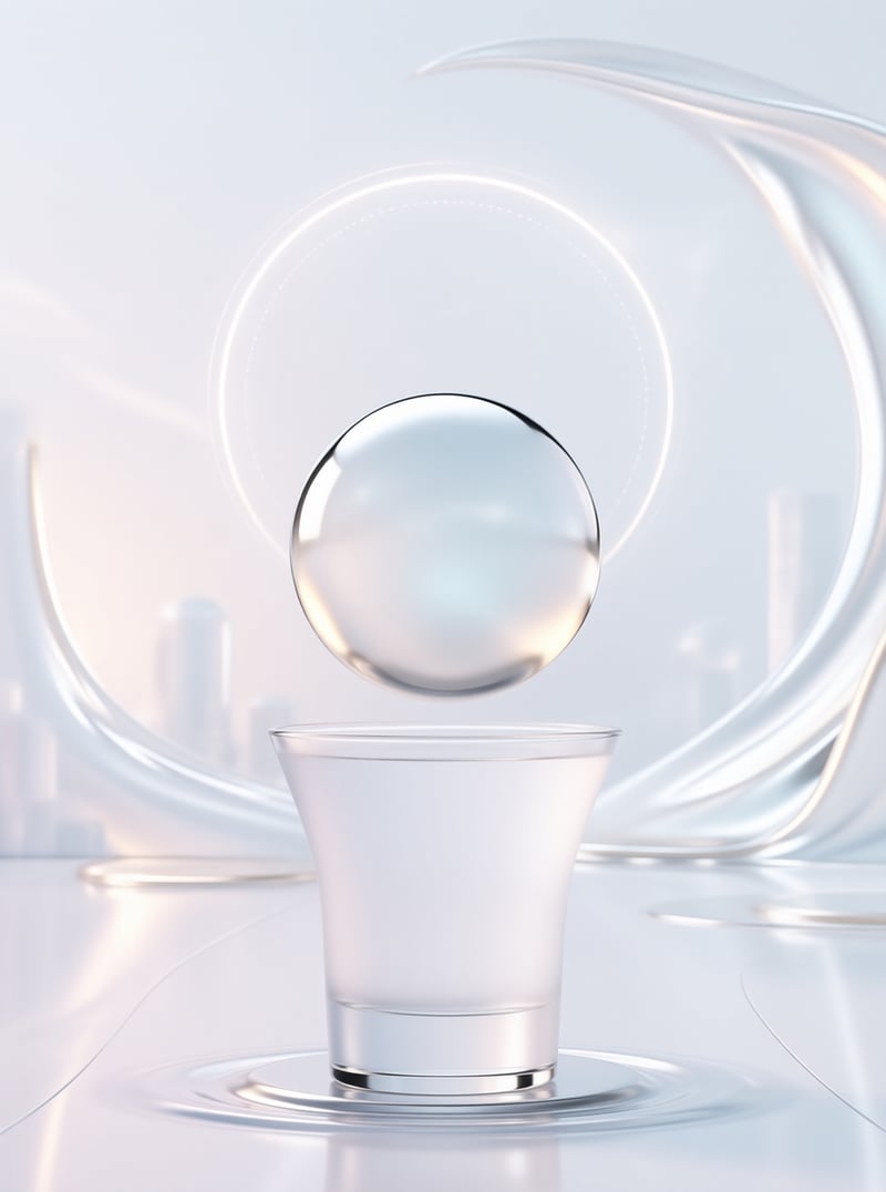 Floating Sphere Above Glass