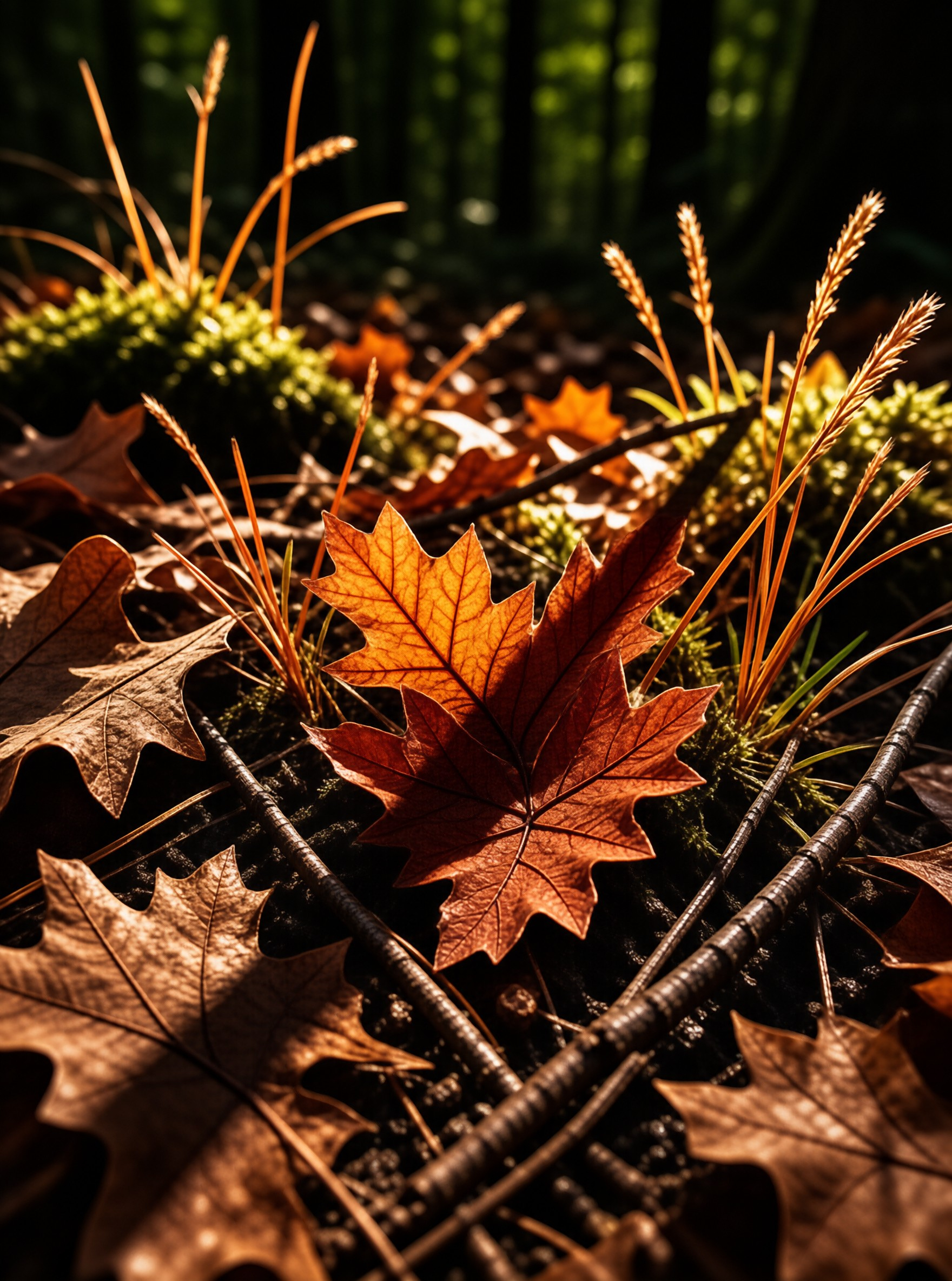 Autumn Leaves in Forest Light