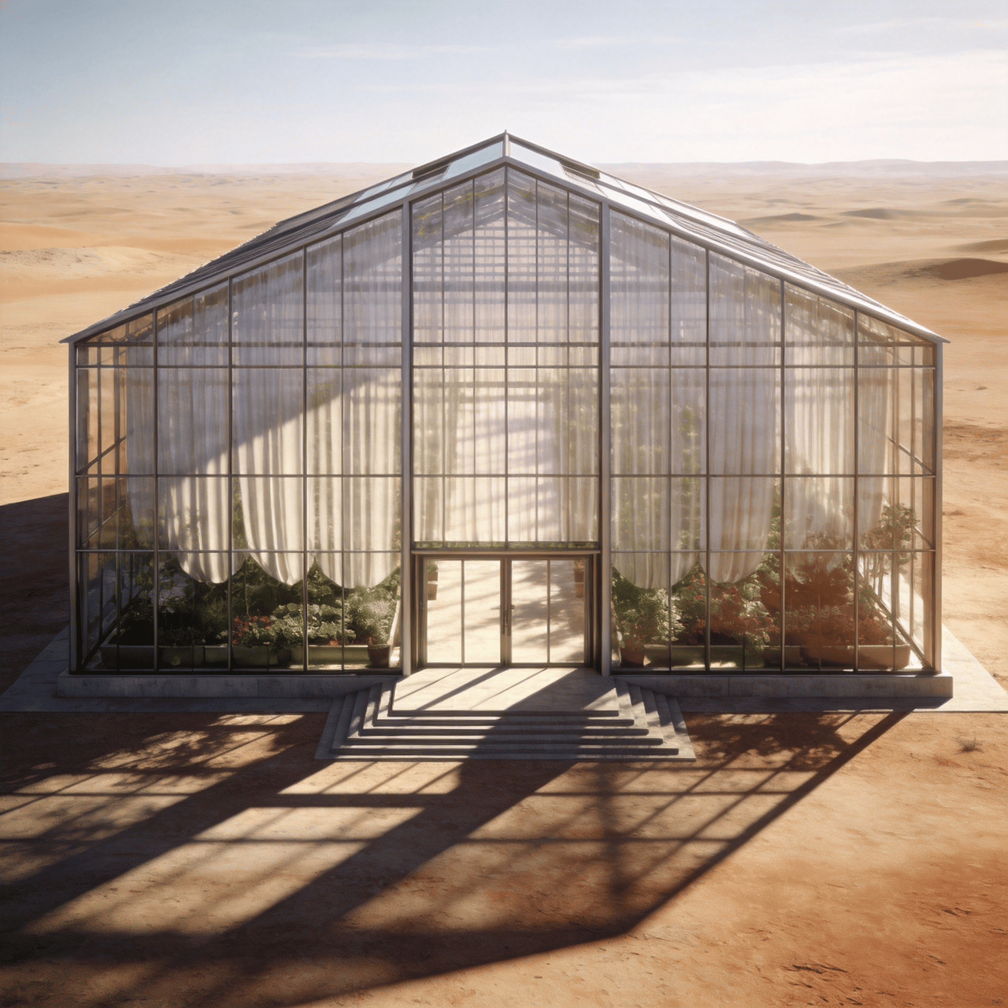 Greenhouse with Glass Curtain Wall — Desert Plain
