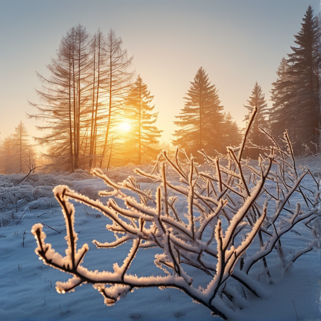 Frosted Sunrise Woodland Landscape