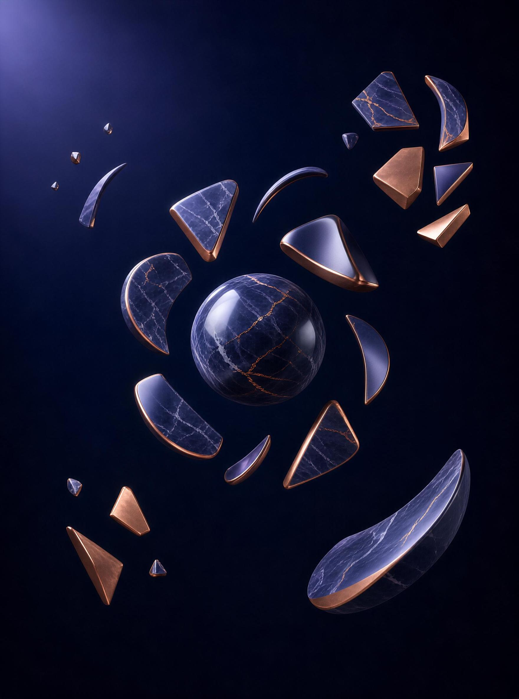 Floating Blue Stone Fragments