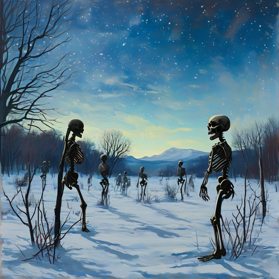 Skeletons in a Snowy Night
