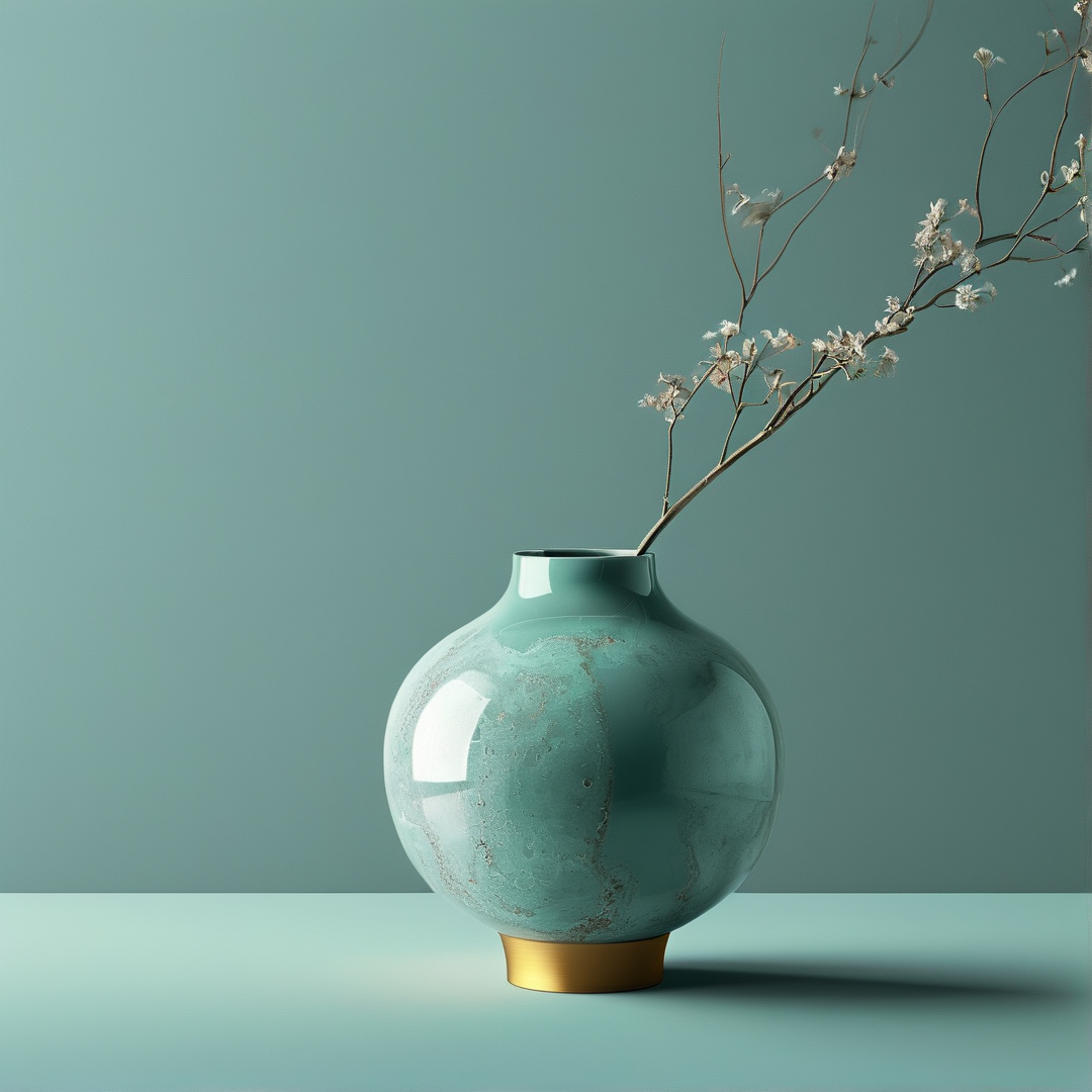 Teal Vase with Branch
