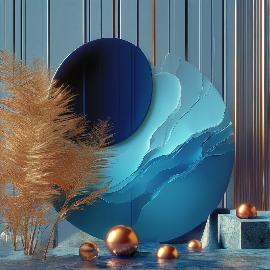 Abstract Blue and Gold Scene