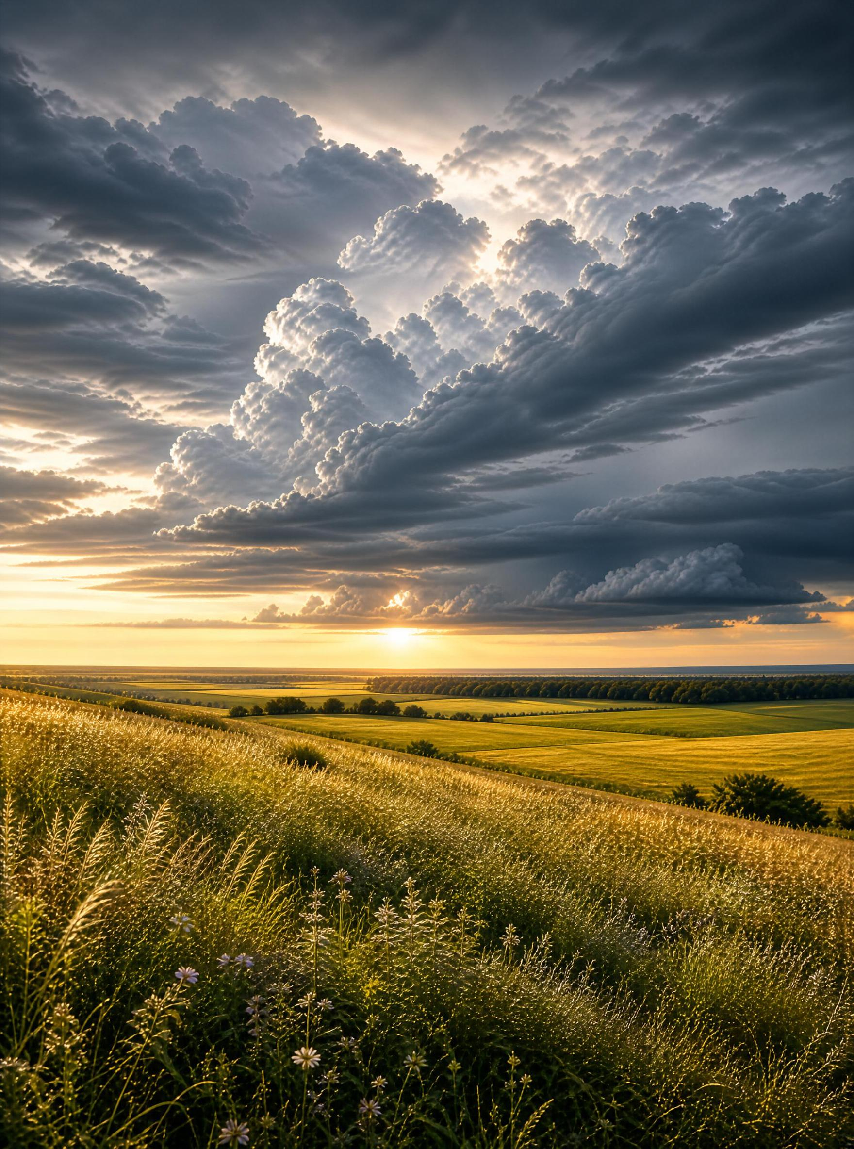 Golden Field Under Dramatic Sky
