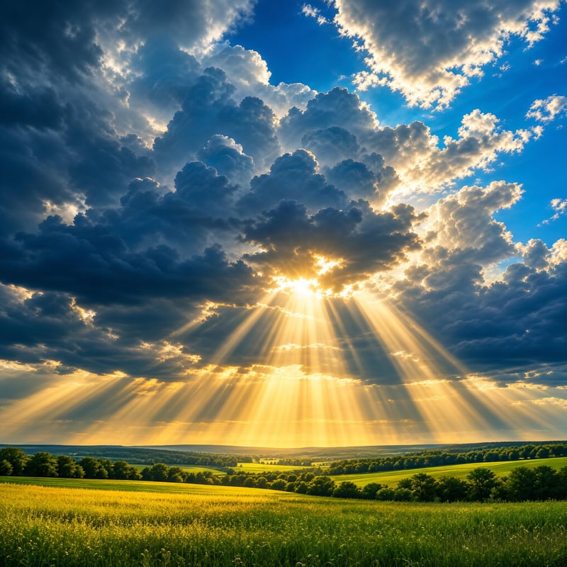 Sunbeams Over Green Fields