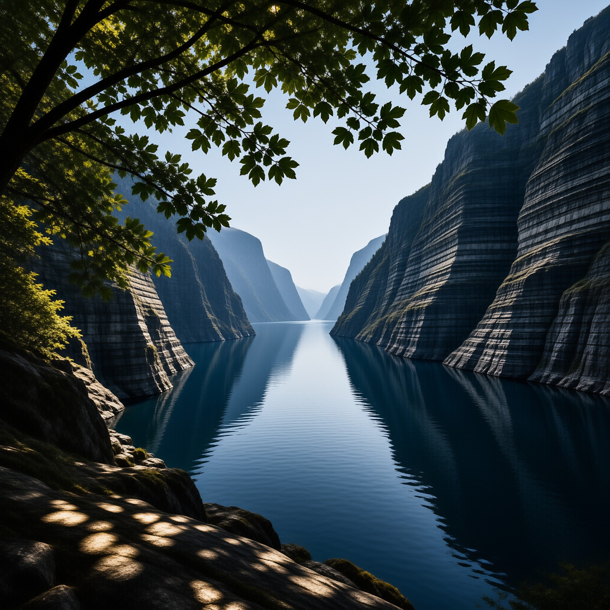 Calm River Between Cliffs